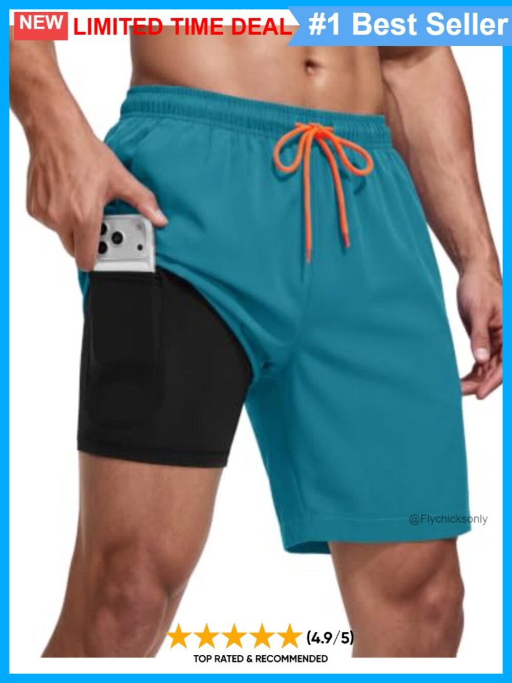 Men's 7 Inch Swim Trunks with Compression Liner Quick Dry Bathing Suit